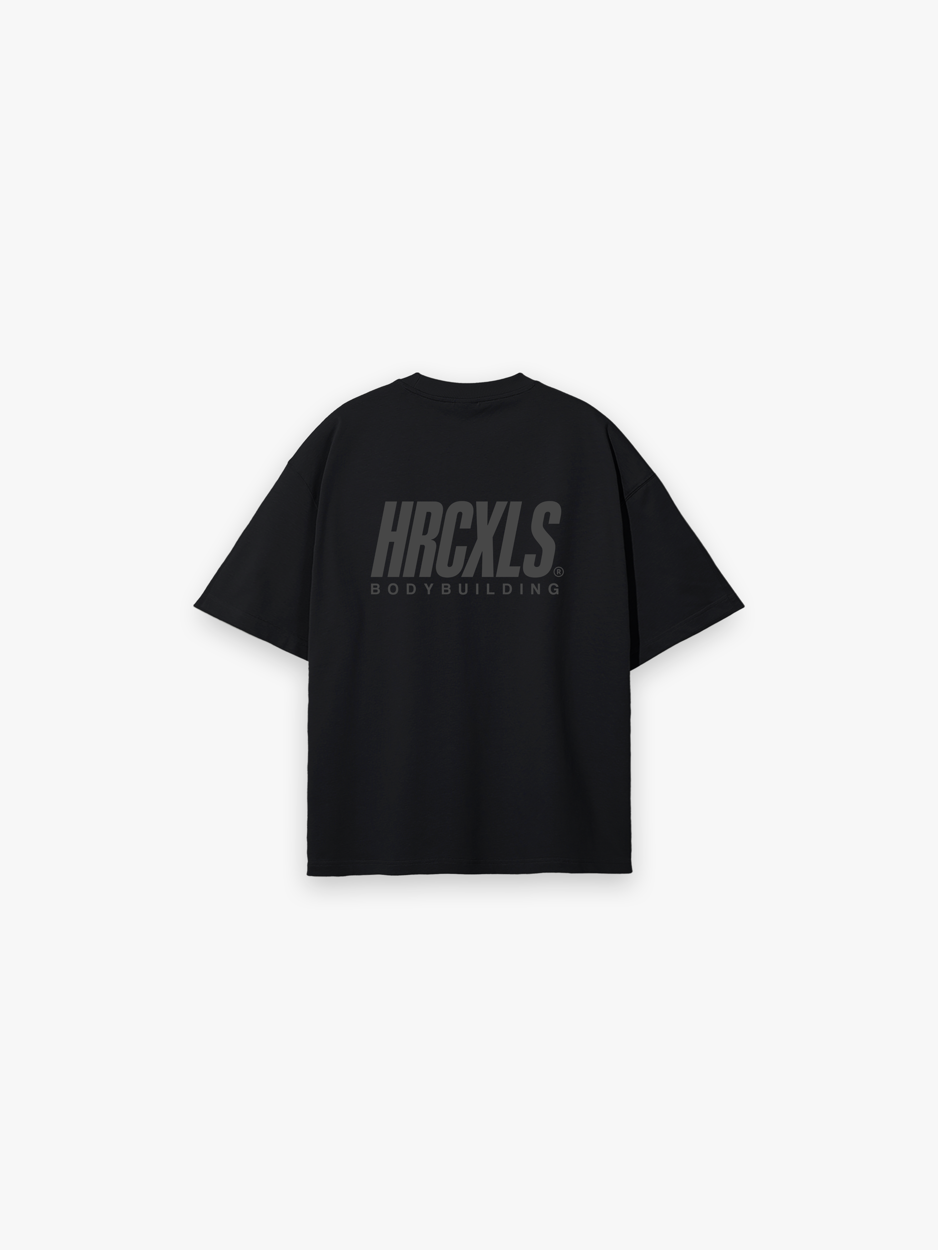 HERCXLES Bodybuilding Oversized T-Shirt in Tonal Black - back flat lay
